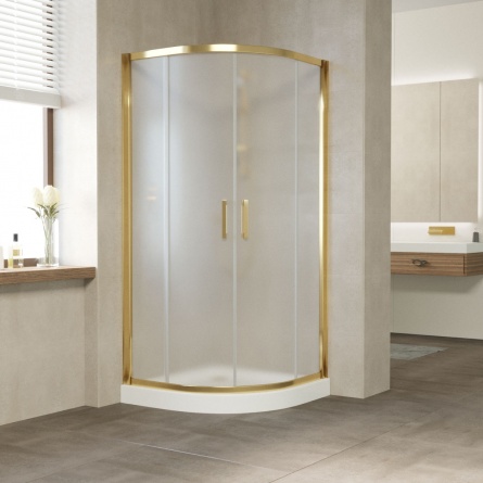 Душевой уголок Vegas Glass ZS 0100 09 10 профиль золото, стекло сатин фото 2