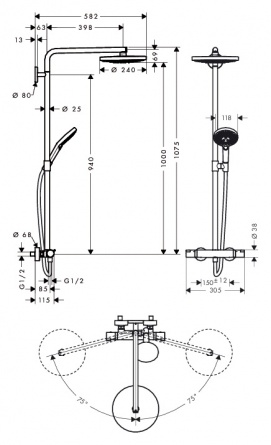 Душевая стойка Hansgrohe Raindance Select S 240 2jet  Showerpipe фото 2