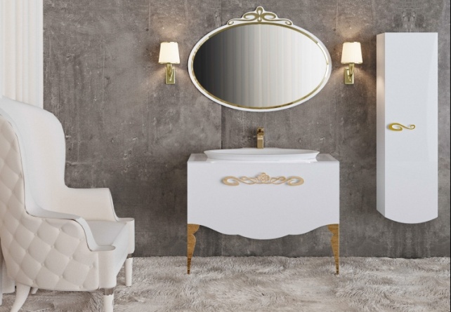 Зеркало La Beaute Charante 100 белое, декор золото фото 2