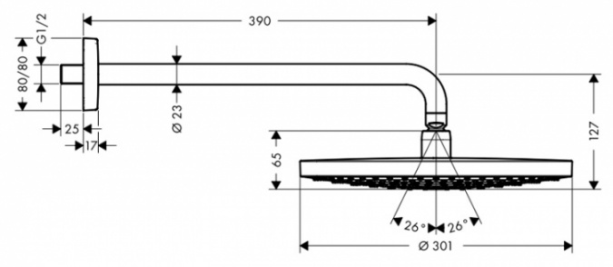 Верхний душ Hansgrohe Raindance Select S 300 2jet фото 2