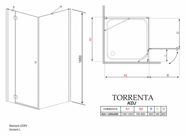 Душевой уголок Radaway Torrenta KDJ 120x80 прозрачное стекло L фото 4