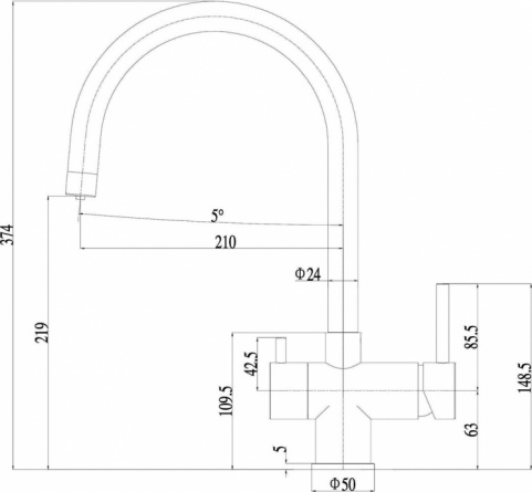 Смеситель Zorg Inox SZR-7020 для кухонной мойки фото 2