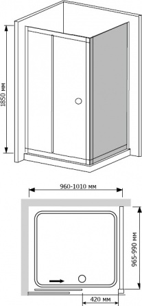 Душевой уголок RGW Classic CL-45 (960-1010)x1000x1850 стекло шиншилла фото 3