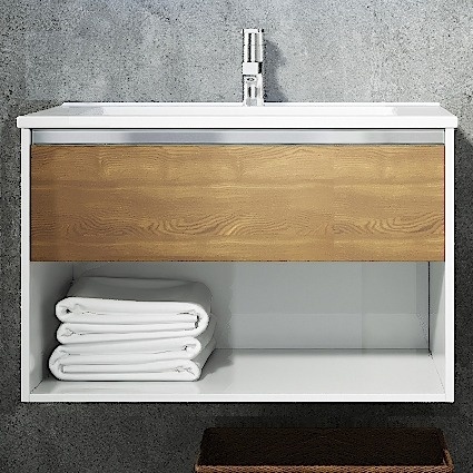Мебель для ванной Sanvit Контур 75 белый глянец/манзония кофейная фото 2