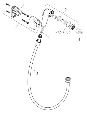 Гигиенический душ Hansgrohe  со шлангом 1,25 м фото 2