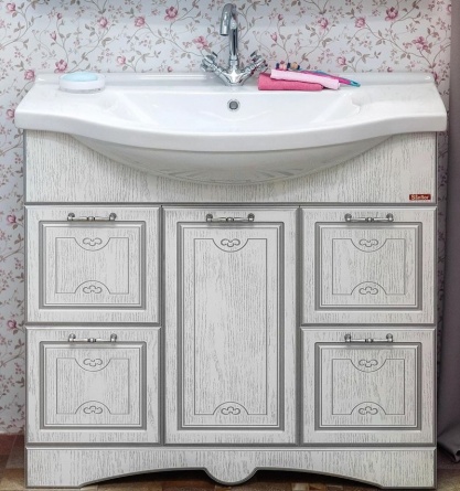 Мебель для ванной Sanflor Адель 100 белая, патина серебро фото 2