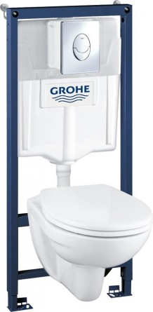 Комплект  Grohe Solido 39192000 подвесной унитаз + инсталляция + кнопка + Гигиенический душ Grohe BauClassic 124901 со смесителем фото 2