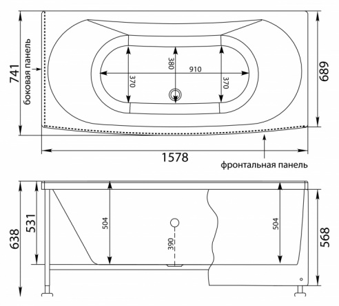 Акриловая ванна Aquanet Izabella 158x75 фото 10