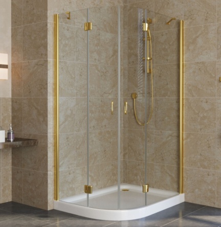 Душевой уголок Vegas Glass AFS-F Lux 110*80 09 01 R профиль золото, стекло прозрачное фото 1