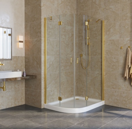 Душевой уголок Vegas Glass AFS-F Lux 110*80 09 01 R профиль золото, стекло прозрачное фото 2