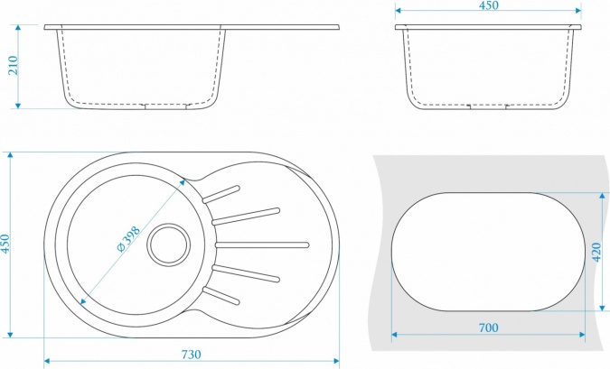 Мойка кухонная ZETT lab. T110Q001 белый лед фото 3