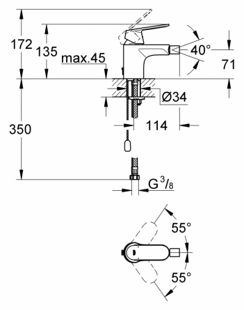 Смеситель Grohe Eurosmart Cosmopolitan  для биде фото 2