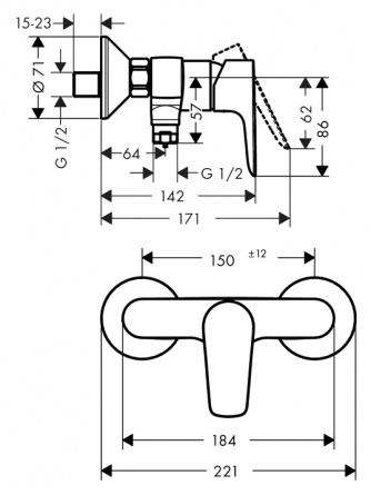 Смеситель Hansgrohe Talis E  для душа фото 2