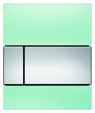Кнопка смыва Tece Square Urinal  зеленое стекло, кнопка хром фото 1