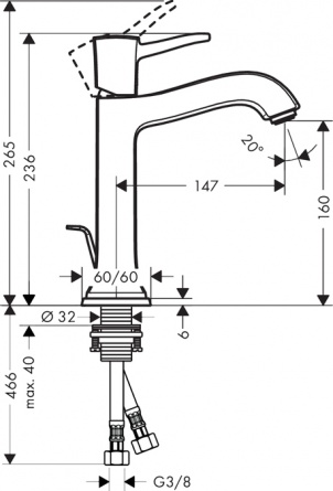 Смеситель Hansgrohe Metropol Classic 31302000 для раковины фото 2