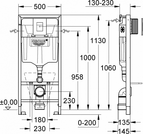Комплект  Унитаз подвесной Jacob Delafon Escale E1306 + Система инсталляции для унитазов Grohe Rapid SL 38775001 4 в 1 с кнопкой смыва фото 9