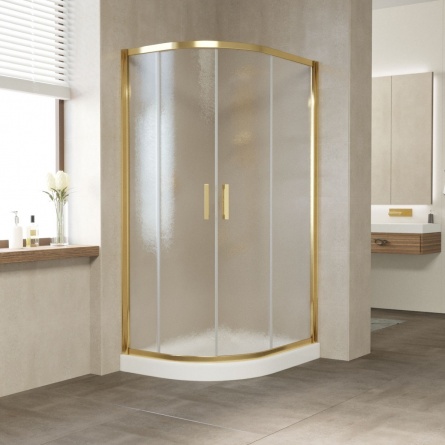 Душевой уголок Vegas Glass ZS-F 100*90 09 02 профиль золото, стекло шиншилла фото 2