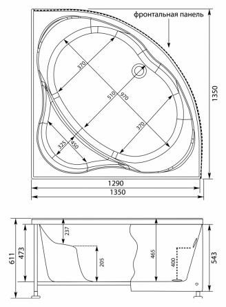 Акриловая ванна Aquanet Vitoria 135x135 фото 10