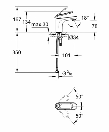 Смеситель для раковины Grohe Veris с низким изливом фото 2