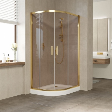 Душевой уголок Vegas Glass ZS-F 100*90 09 05 профиль золото, стекло бронза фото 2