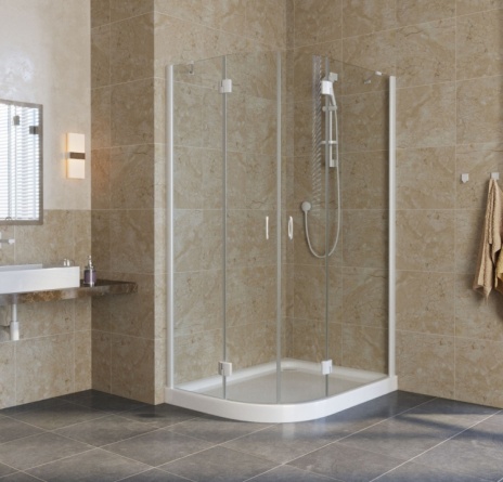 Душевой уголок Vegas Glass AFS-F Lux 110*90 01 01 R профиль белый, стекло прозрачное фото 2