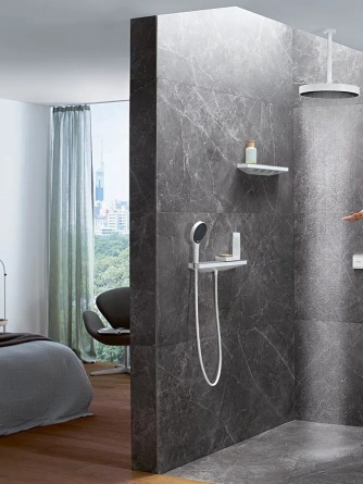 Шланговое подключение Hansgrohe Rainfinity Porter 500 26843700 с полкой и держателем фото 4