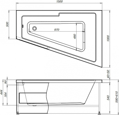 Акриловая ванна Aquanet Accord 150x100 R фото 10