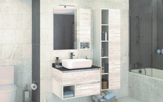 Мебель для ванной Comforty Прага 75 дуб белый фото 2