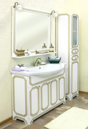 Зеркало Sanflor Каир 100 белое, золотая патина фото 2