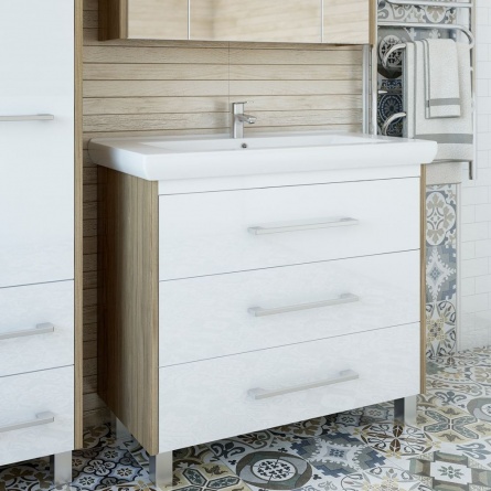 Мебель для ванной Sanflor Ларго 100 швейцарский вяз, белая фото 2