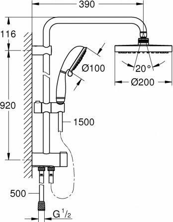 Душевая стойка Grohe New Tempesta Rustic 26454001 фото 2