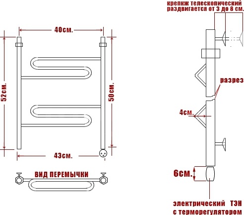 Полотенцесушитель электрический Ника Curve ЛZ 50/40-2 фото 3