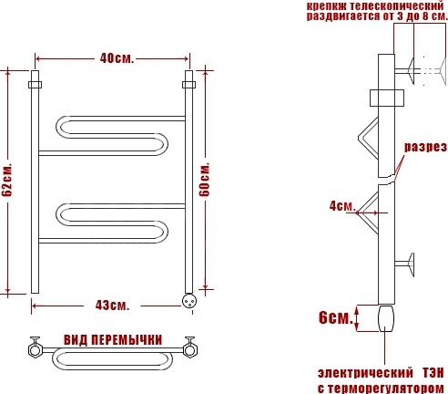 Полотенцесушитель электрический Ника Curve ЛZ 60/40-2 фото 3