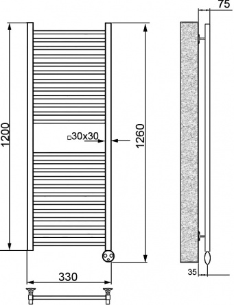 Полотенцесушитель электрический Ника Modern ЛМ-2 120/30 хром фото 5