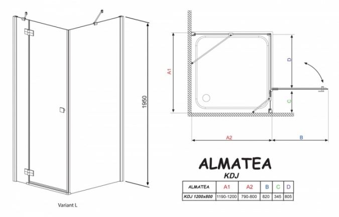 Душевой уголок Radaway Almatea KDJ 120x80 прозрачное стекло R фото 4