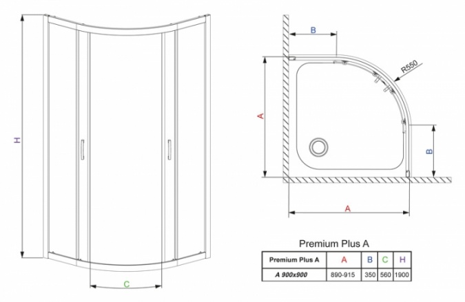 Душевой уголок Radaway Premium Plus A 90x190 стекло фабрик фото 10