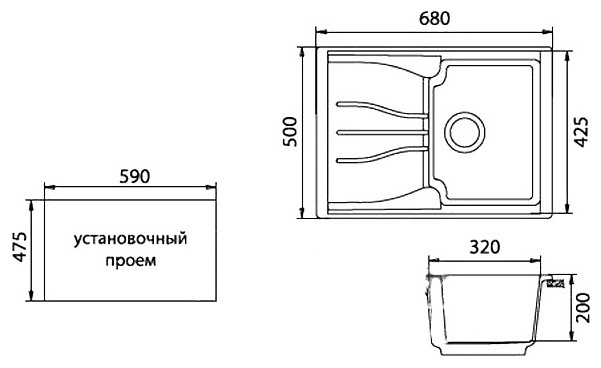 Мойка кухонная GranFest Standart GF-S680L серый фото 3