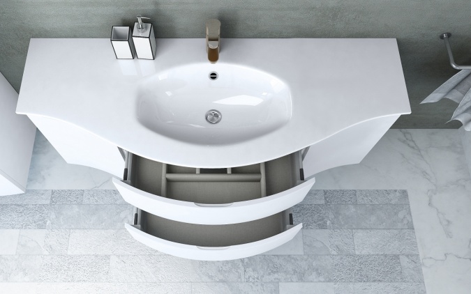 Мебельная раковина Cezares 50155 138х52 bianco фото 2