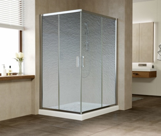 Душевой уголок Vegas Glass ZA-F 110*100 08 02 профиль глянцевый хром, стекло шиншилла фото 2