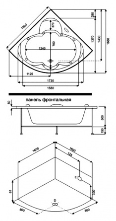 Акриловая ванна Bas Дрова 160 см с г/м фото 7