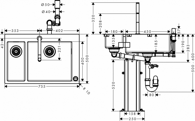 Комплект Hansgrohe C71-F655-09 43206000 фото 8