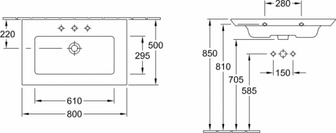Мебельная раковина Villeroy & Boch Legato 4153 80R1 alpin CeramicPlus фото 4