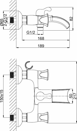 Смеситель D&K Grimm Hessen DA1383501 для ванны с душем фото 2