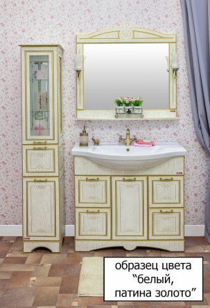 Мебель для ванной Sanflor Адель 82 белая, патина золото, R фото 2
