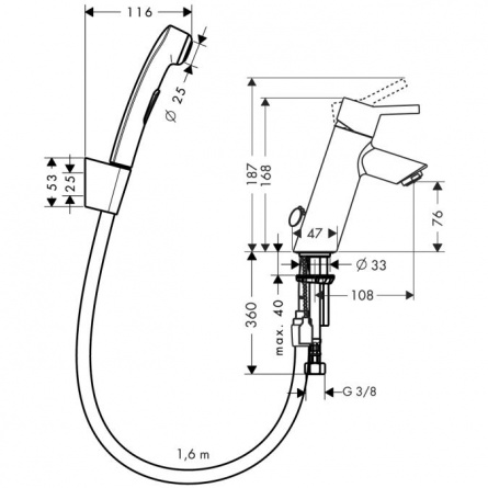 Hansgrohe Talis S2 для раковины с гигиеническим душем фото 2
