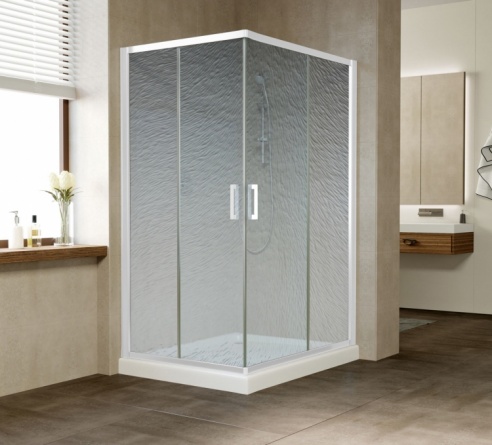 Душевой уголок Vegas Glass ZA-F 110*90 01 02 профиль белый, стекло шиншилла фото 2