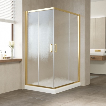 Душевой уголок Vegas Glass ZA-F 110*100 09 02 профиль золото, стекло шиншилла фото 1