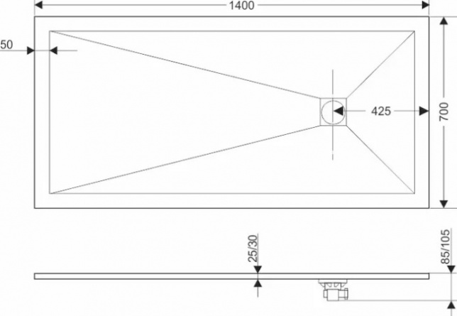 Поддон для душа RGW Stone Tray ST-0147G 70х140 с сифоном фото 4
