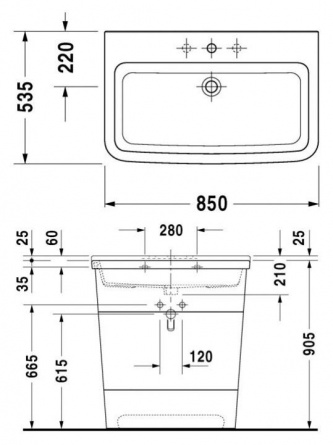 Раковина Duravit Esplanade 2622850000 85 см фото 8
