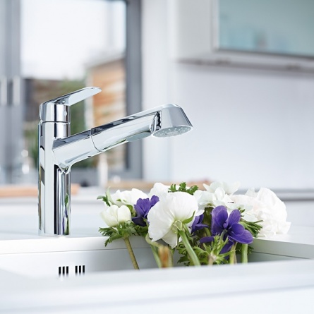 Смеситель для кухонной мойки Grohe Eurodisc Cosmopolitan с выдвижной лейкой фото 4